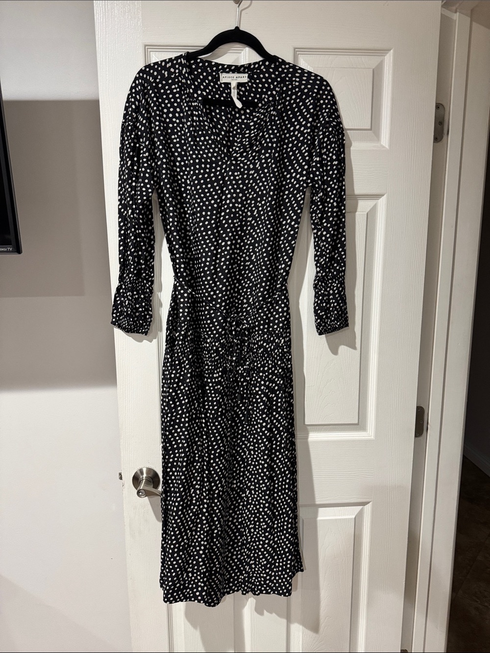 Apiece Apart Black and White Polka Dot Midi Dress size s